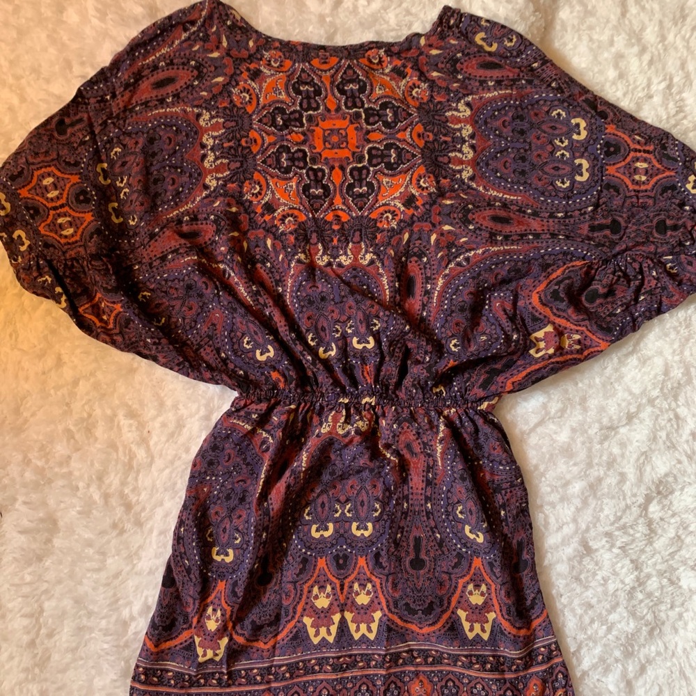 Angie Patterned Short Sleeve Dress Multi Colored